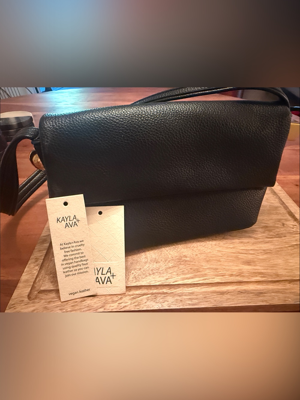 Black Vegan Leather Crossbody Bag